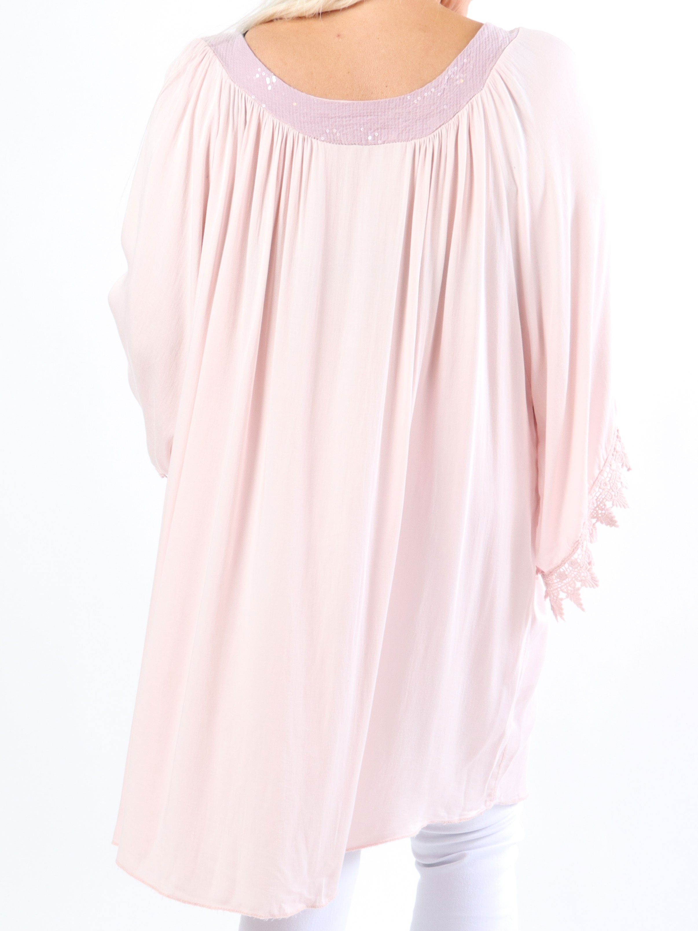 Dolores - Plus size tunikakjole med pailletter og broderinger